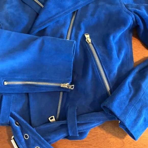 Club Monaco Suede Blue Jacket - Picture 2 of 4